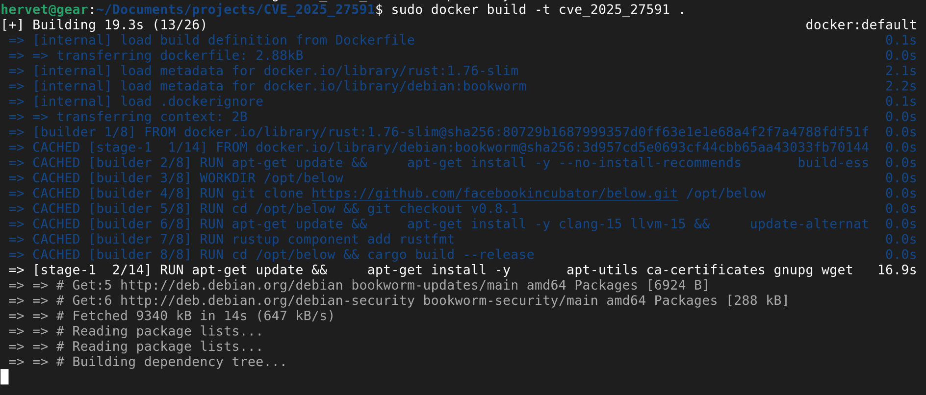 Docker build output